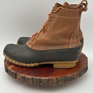 LL Bean 8in Boots Mens 7M Womens 9 Classic Duck Boots Waterproof Leather USA EUC